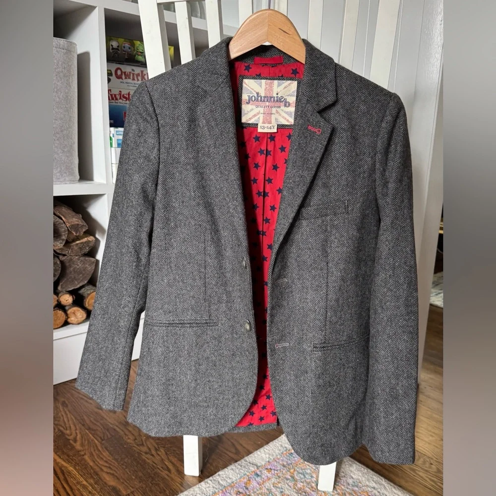 Johnnie B/ Mini Boden Wool Herringbone Sport Coat/ Jacket - Picture 1 of 4